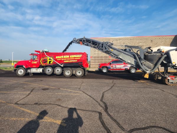 asphalt parking lot being milled
