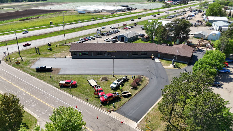 asphalt laid on parking lot