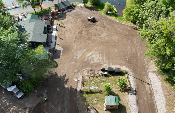 The base being installed for their new parking lot. 