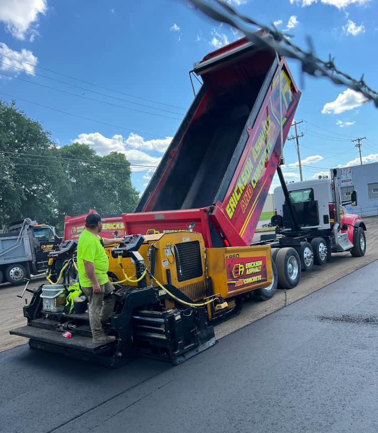 Hot mix asphalt being laid