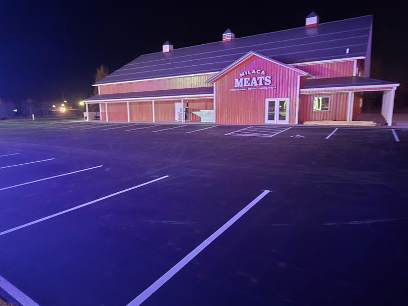 Final parking lot striping on Milaca Meats
