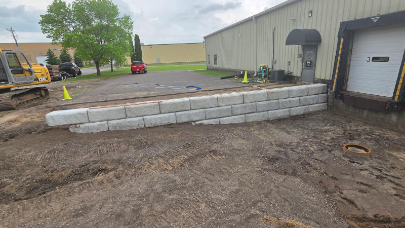 completed retaining wall