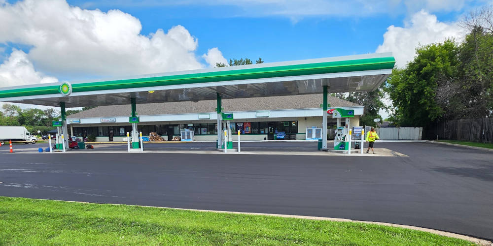 Final view of Karl's Corner with new asphalt and concrete installed