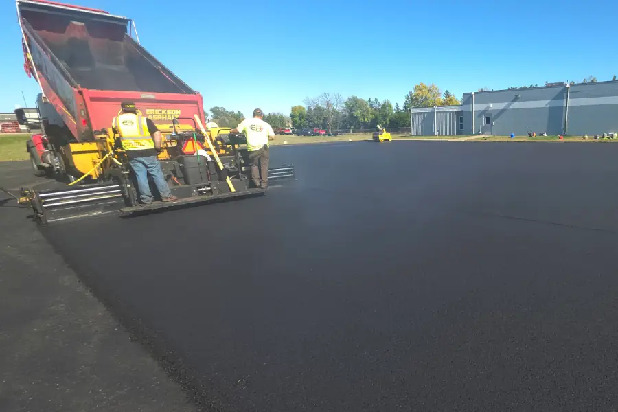 2nd lift of asphalt being installed at Midwest Precision Machine